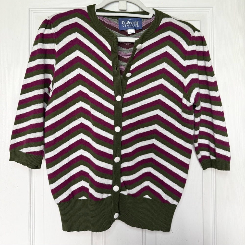 Collectif Vintage Chevron Stripe Cardigan